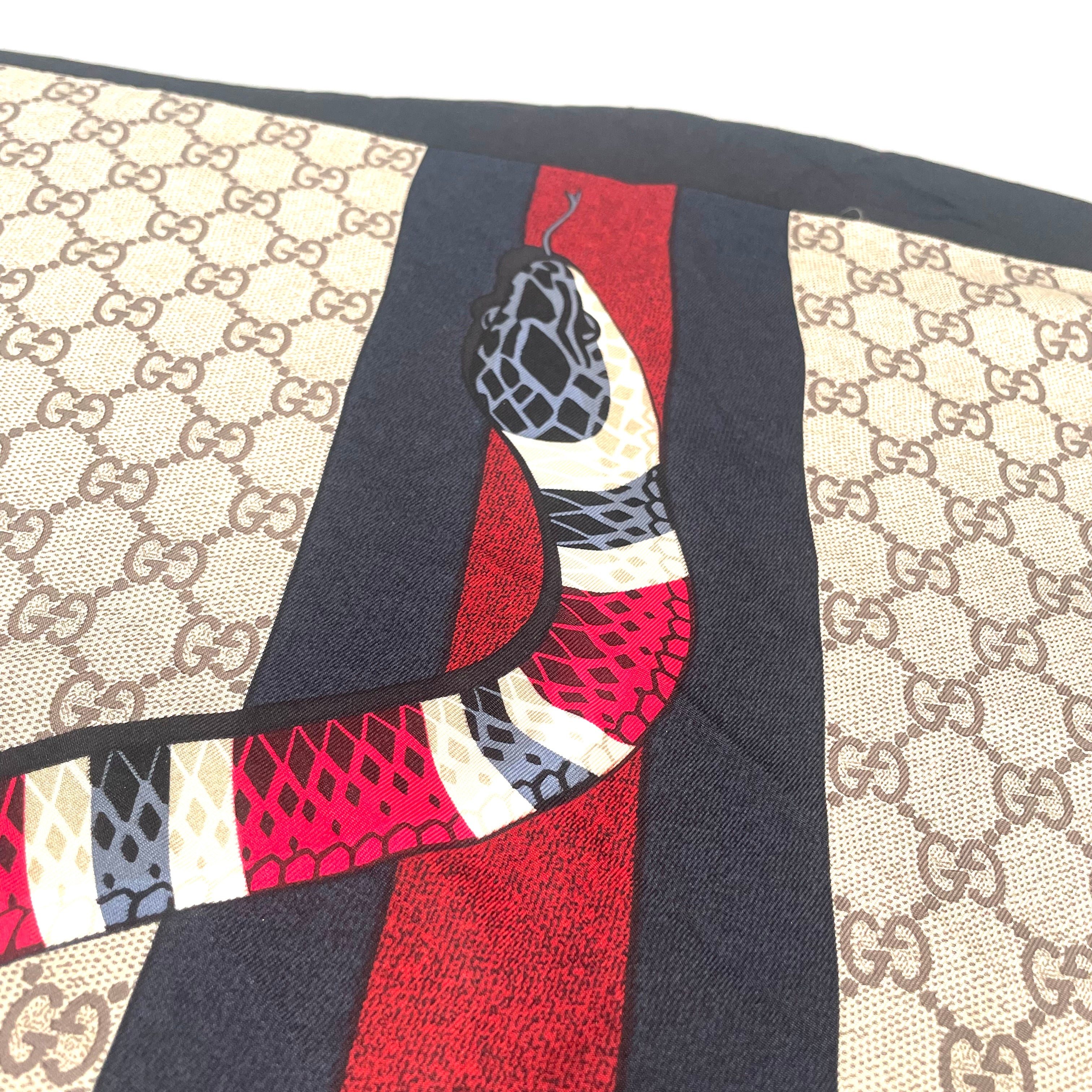 Gucci GG Supreme Snake Print Scarf – Box Included