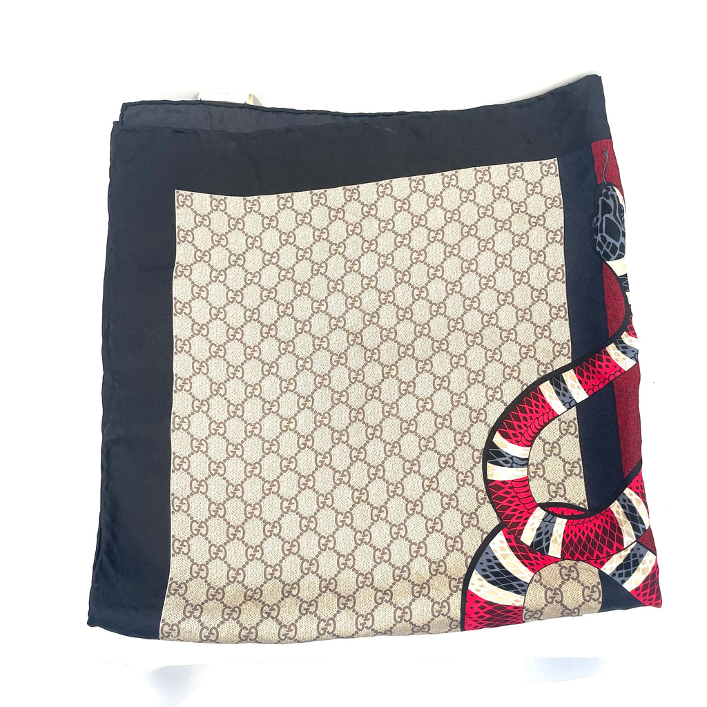 Gucci GG Supreme Snake Print Scarf – Box Included