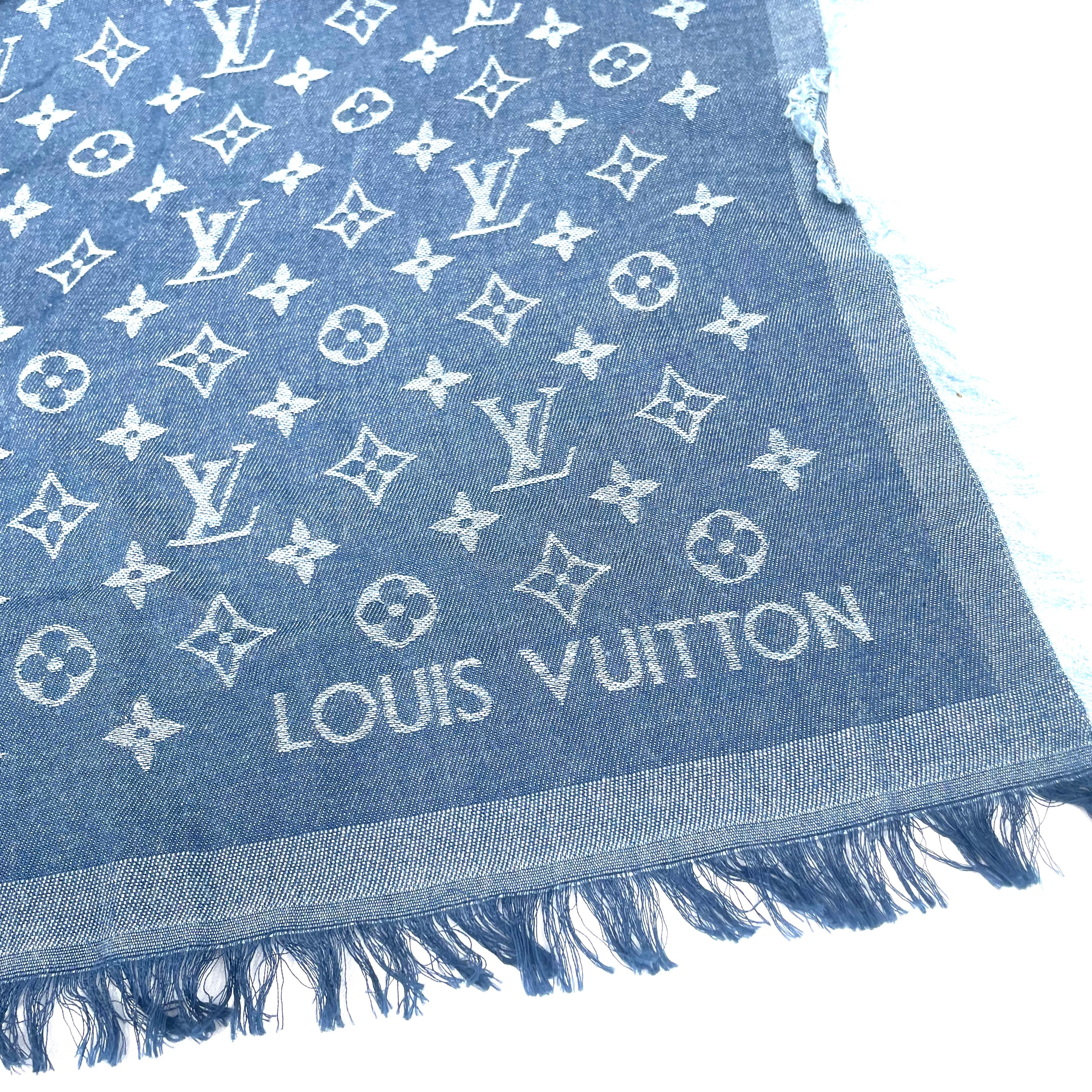 Louis Vuitton Monogram Denim-Effect Scarf – Blue
