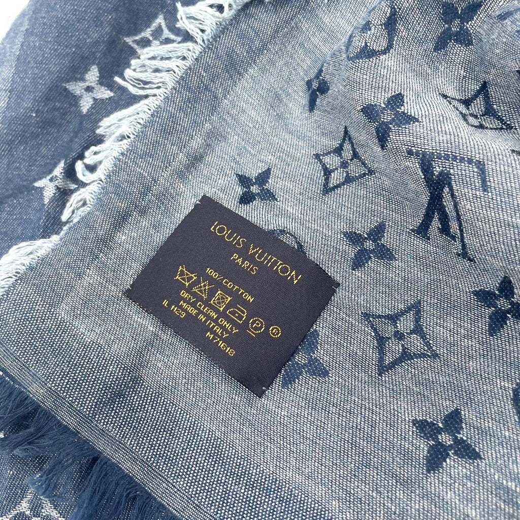 Louis Vuitton Monogram Denim-Effect Scarf – Blue