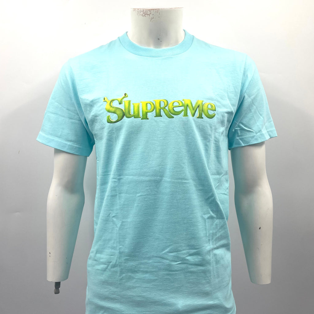 Supreme Tee — Light Blue with Green/Yellow Logo