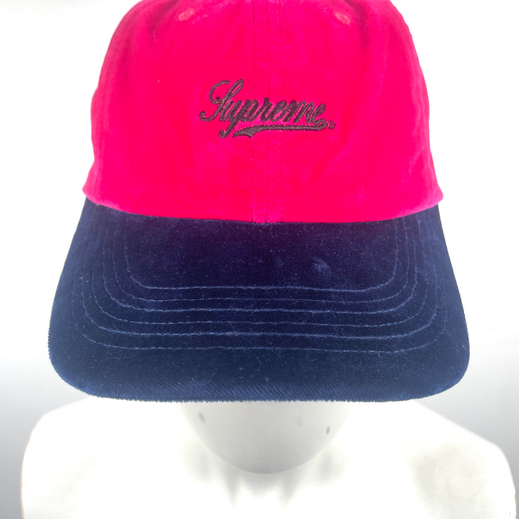 Supreme Script Logo Cap — Red & Navy