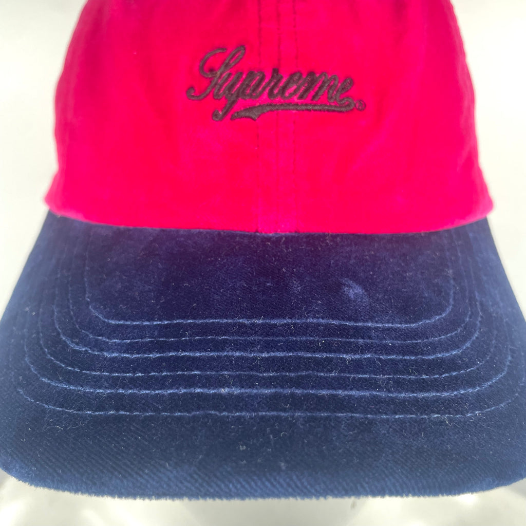 Supreme Script Logo Cap — Red & Navy