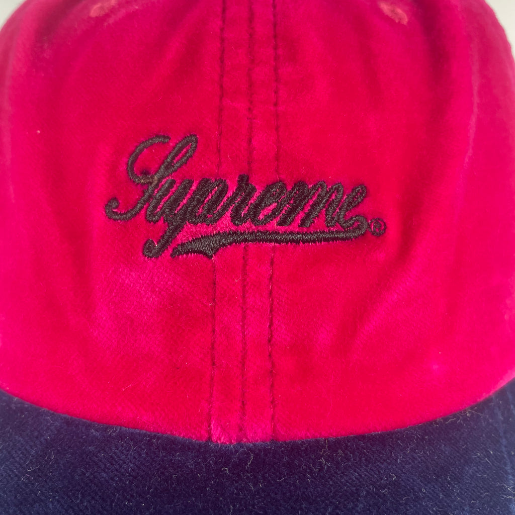 Supreme Script Logo Cap — Red & Navy