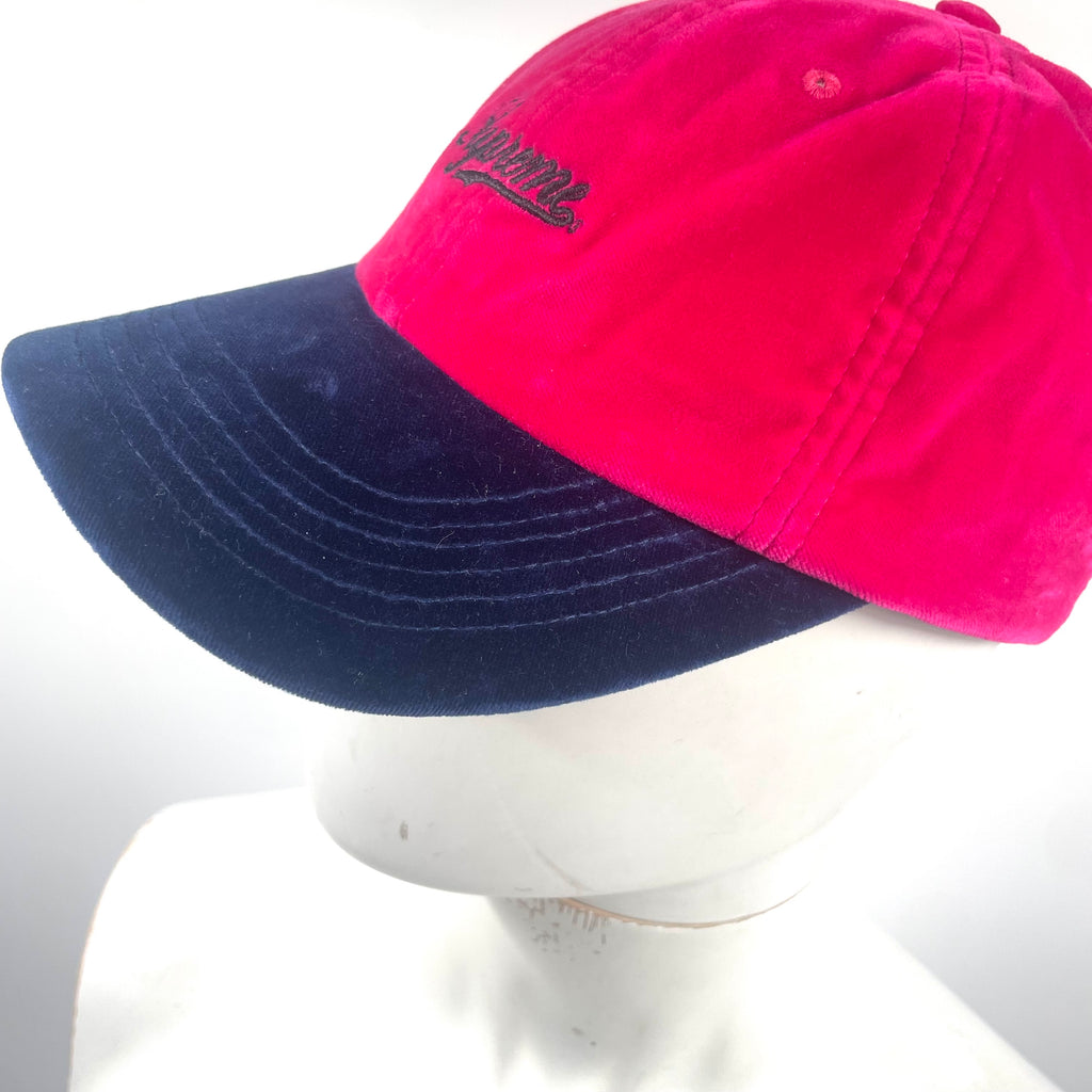 Supreme Script Logo Cap — Red & Navy