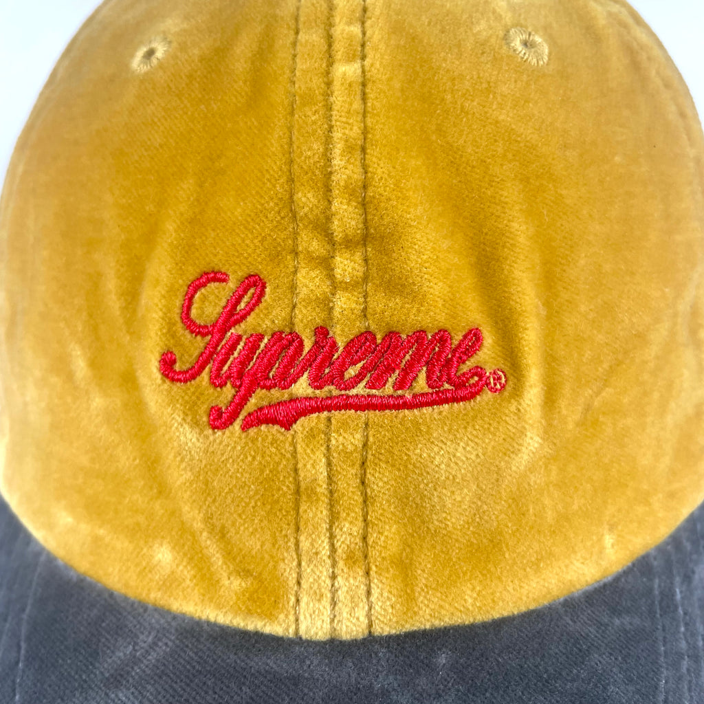 Supreme Yellow & Black Velvet Cap