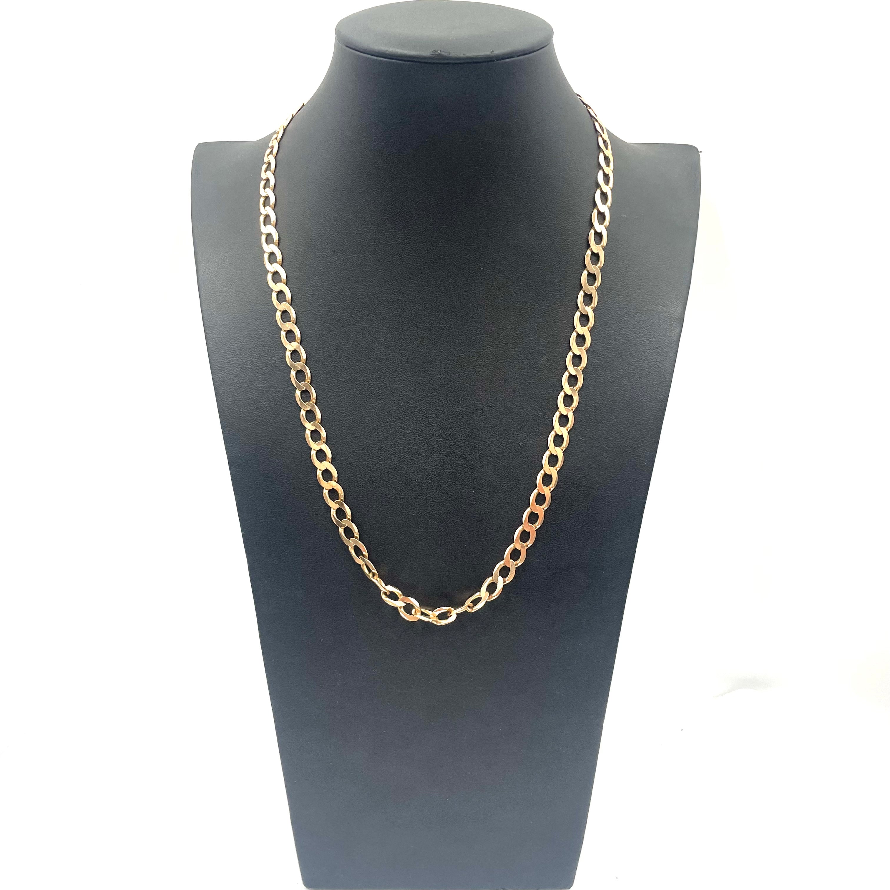 9ct Yellow Gold Curb Link Chain 21" 7mm