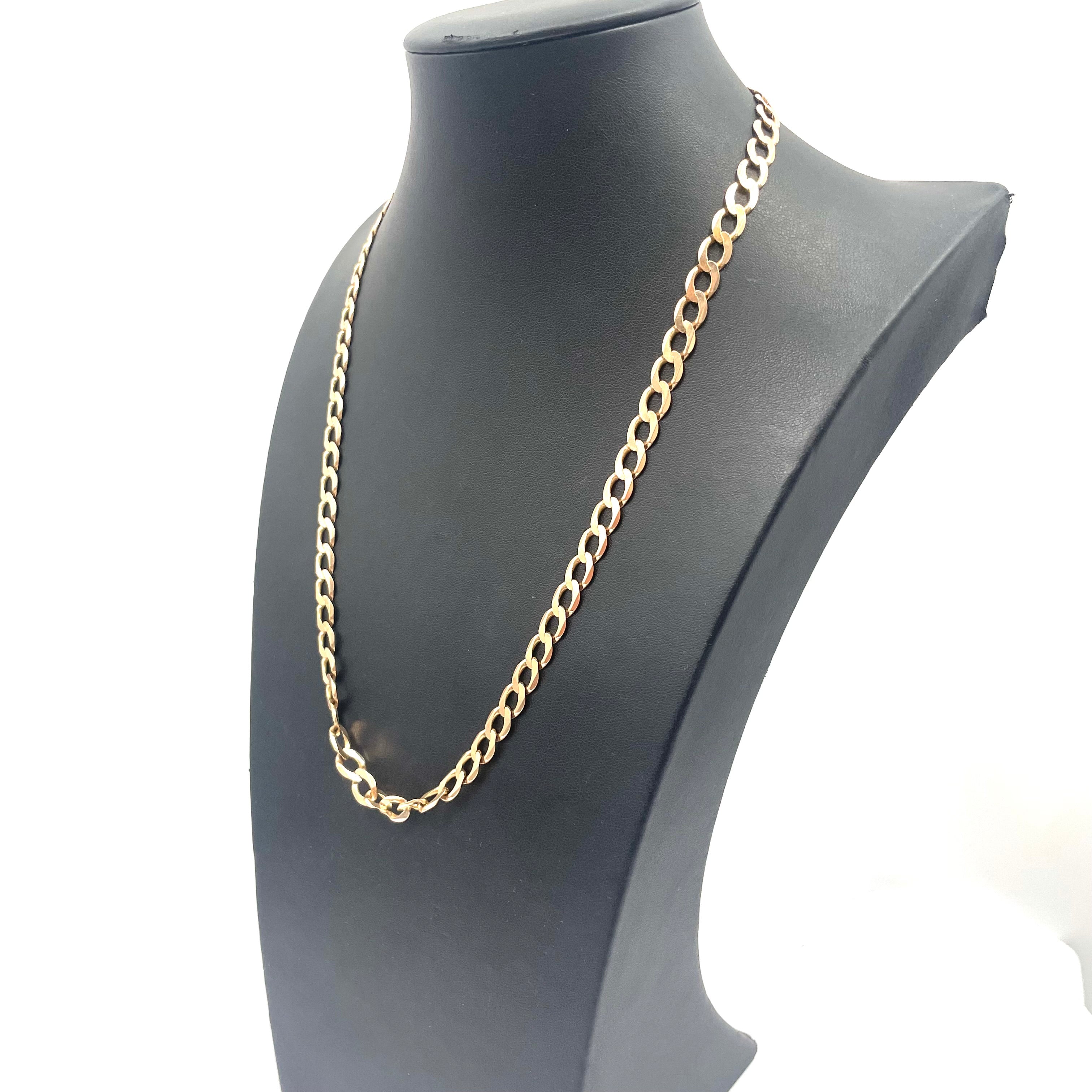 9ct Yellow Gold Curb Link Chain 21" 7mm