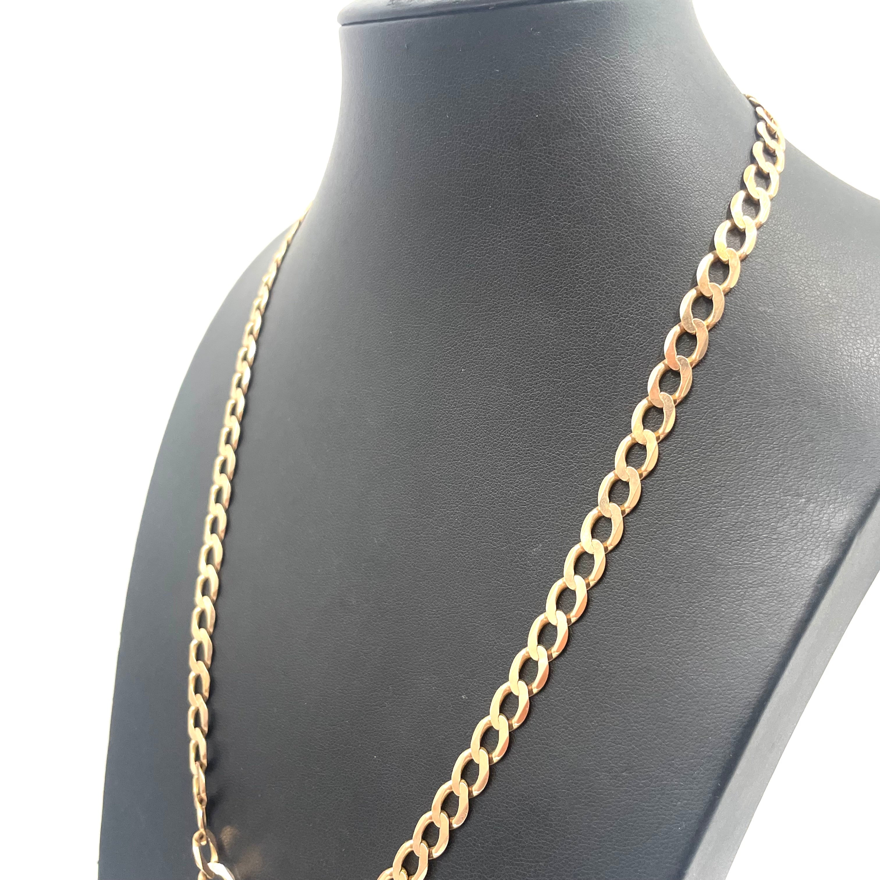 9ct Yellow Gold Curb Link Chain 21" 7mm