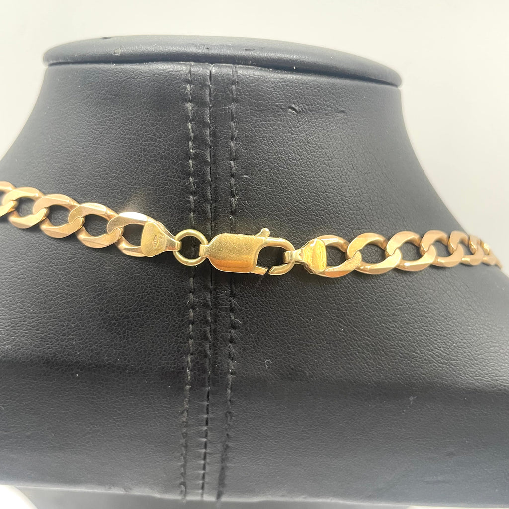 9ct Yellow Gold Curb Link Chain 21" 7mm