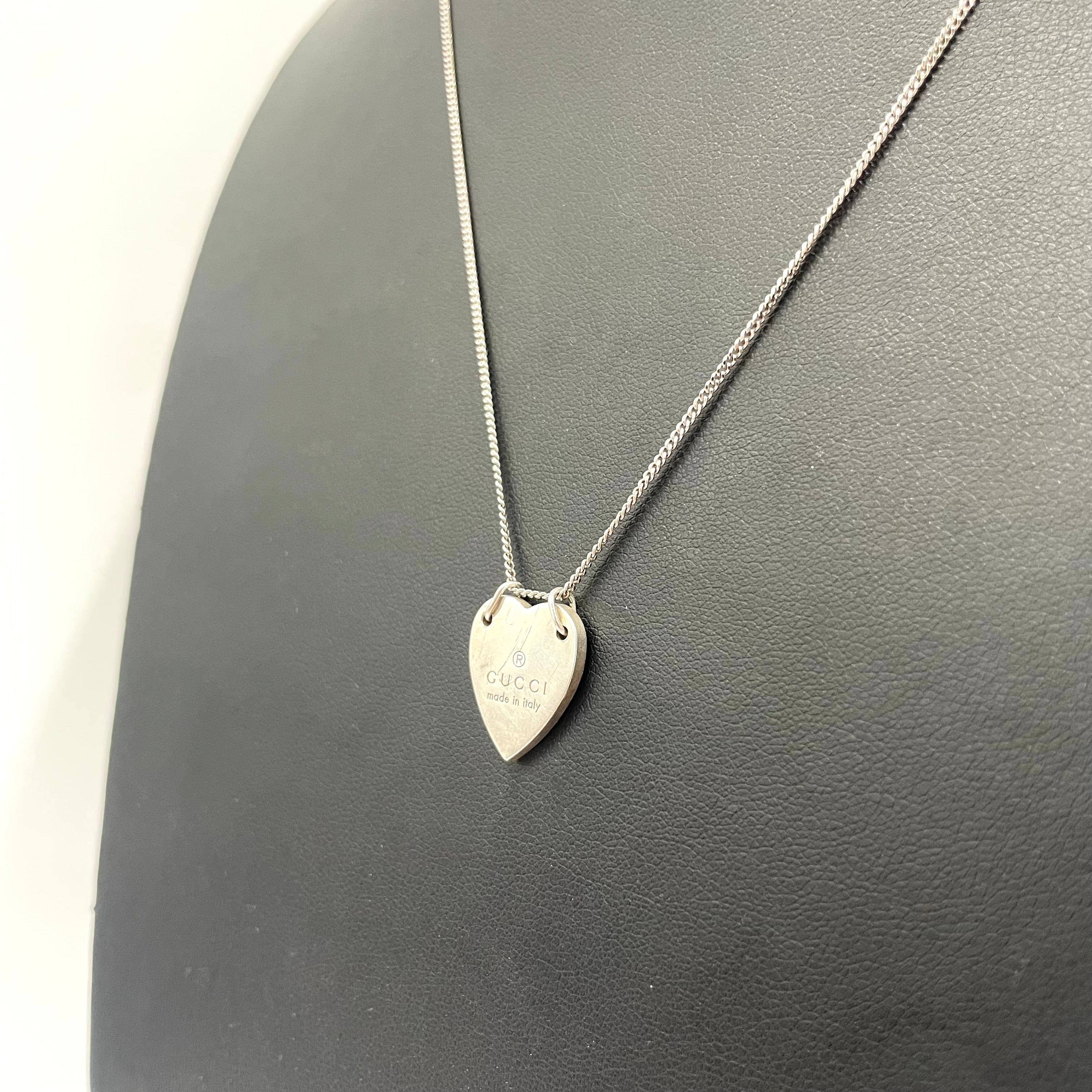 Gucci Heart Pendant with 925 Silver Curb Chain – Unofficial Combination 18" 1mm