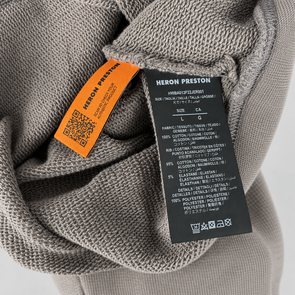 Heron Preston Gothic Logo Cropped Sweatshirt Taupe Grey