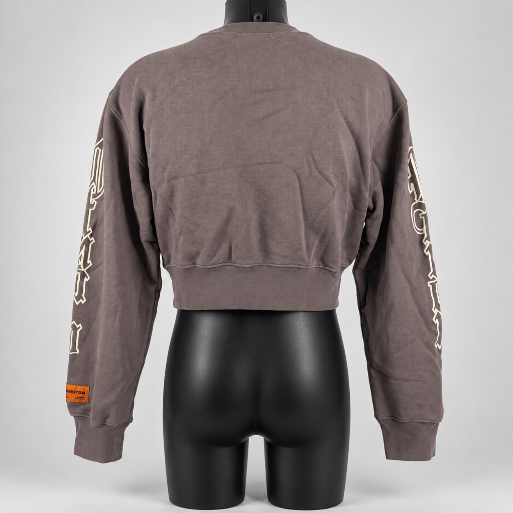 Heron Preston Gothic Logo Cropped Sweatshirt Taupe Grey