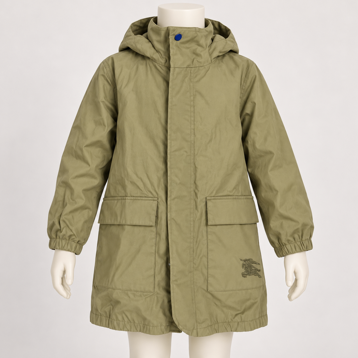 Burberry Kids Gabardine Hooded Parka Olive - Kids