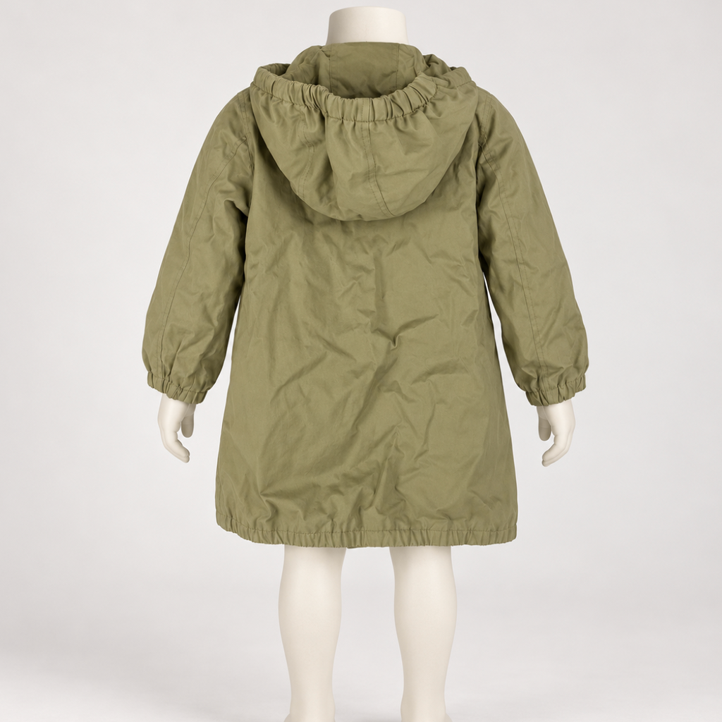 Burberry Kids Gabardine Hooded Parka Olive - Kids