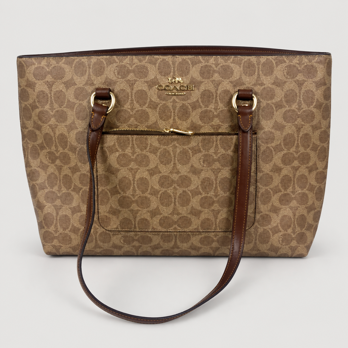 Coach Gallery Tote in Signature Canvas in Khaki/Saddle 2