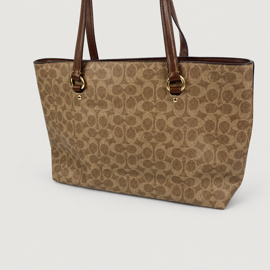 Coach Gallery Tote in Signature Canvas in Khaki/Saddle 2