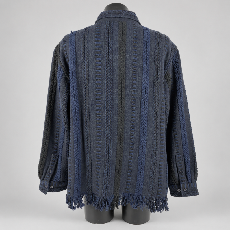 Kith Mixed Stripe Tweed Boxy Collared Overshirt Nocturnal