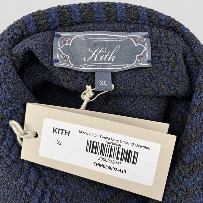 Kith Mixed Stripe Tweed Boxy Collared Overshirt Nocturnal