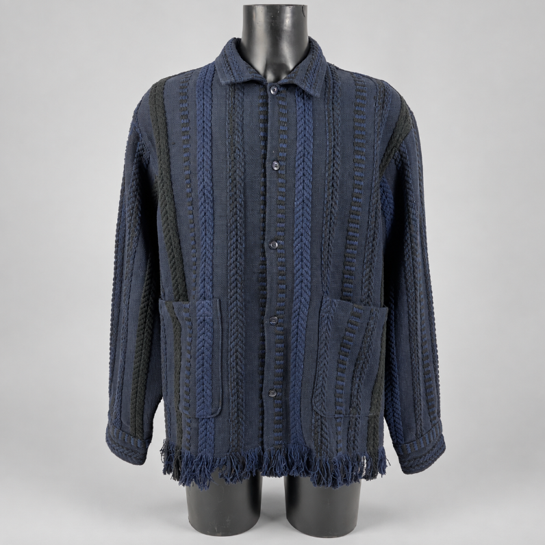 Kith Mixed Stripe Tweed Boxy Collared Overshirt Nocturnal