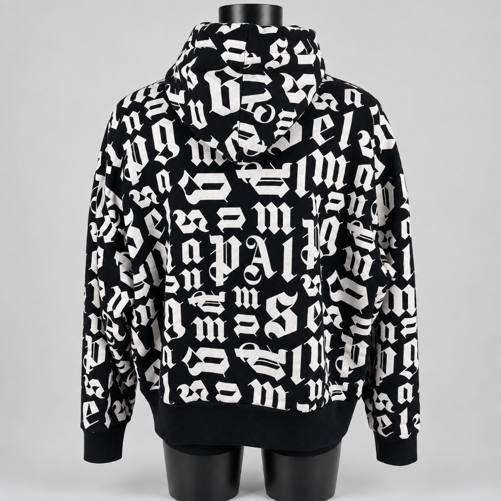 Palm Angels Broken Monogram Hoodie Black/White