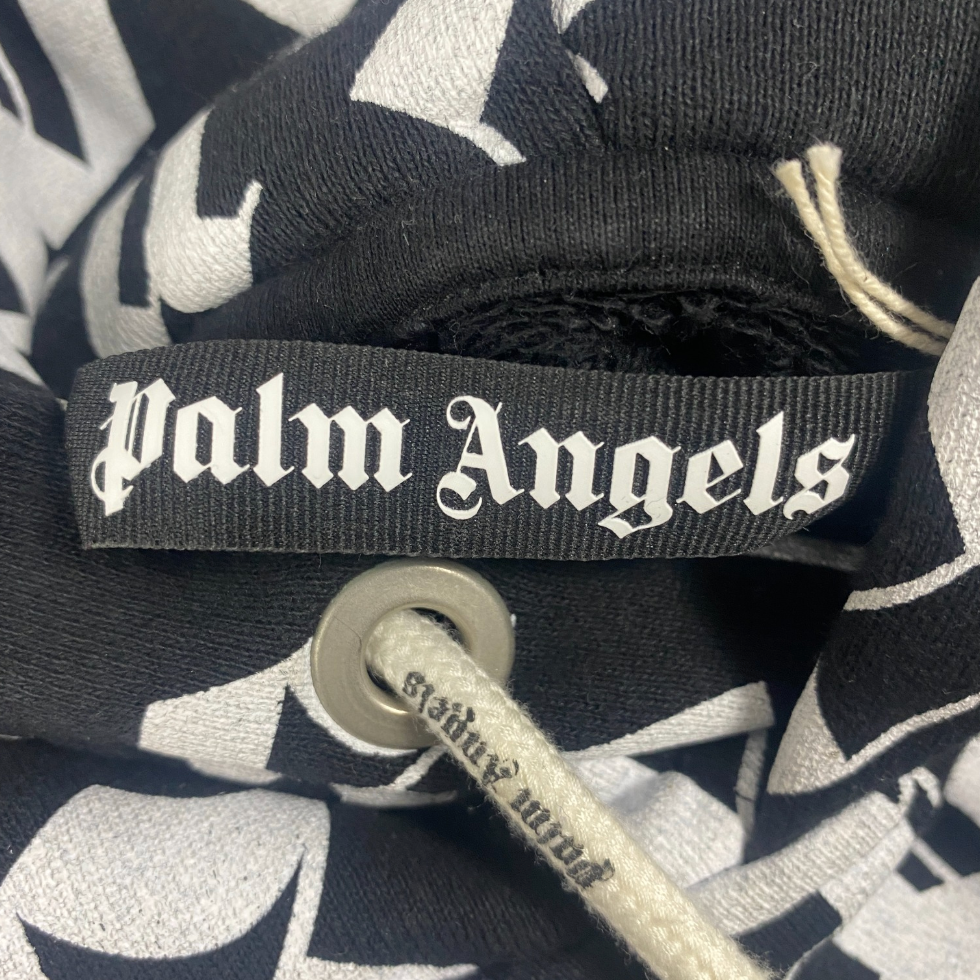 Palm Angels Broken Monogram Hoodie Black/White