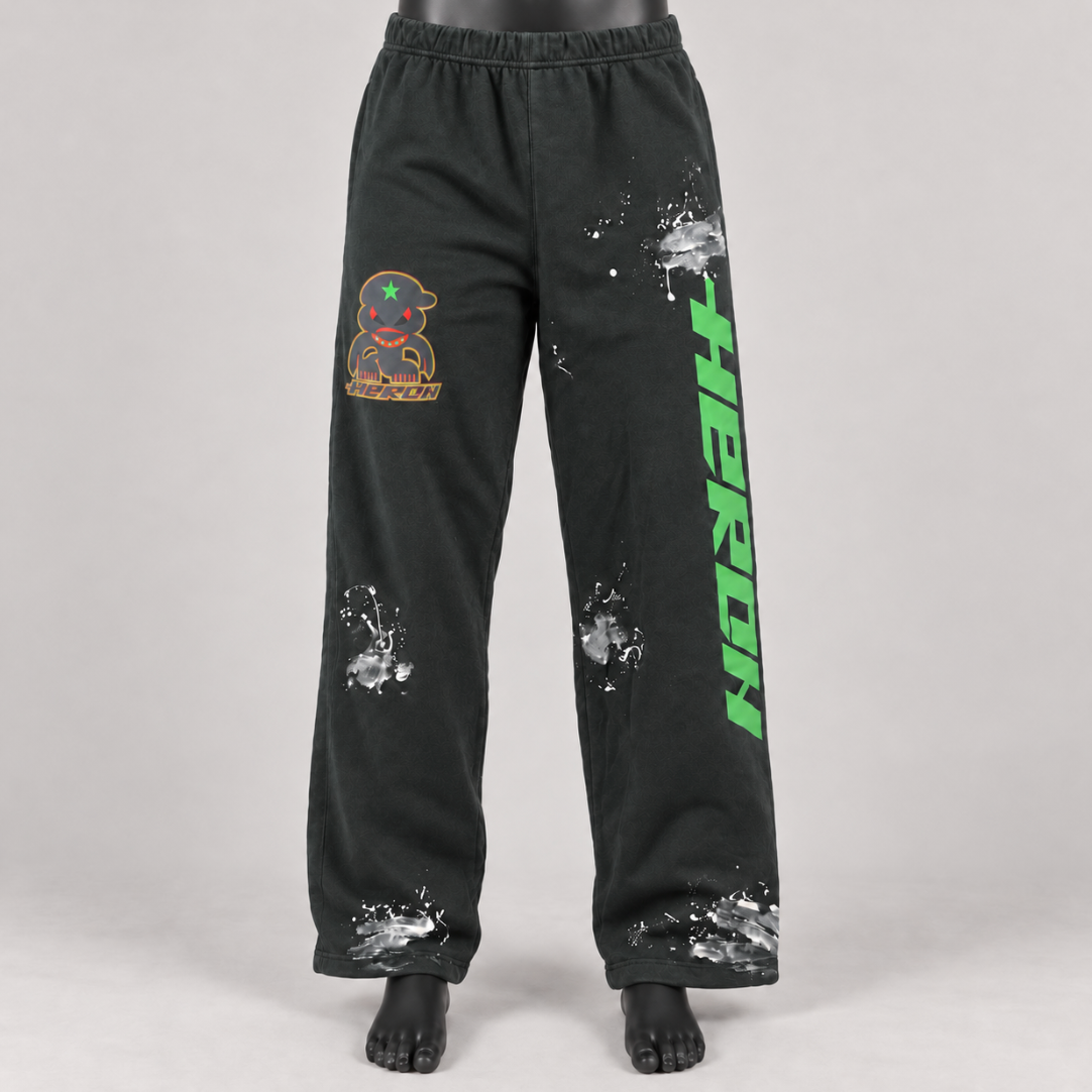 Heron Preston Monster Paint Splatter Joggers – Black