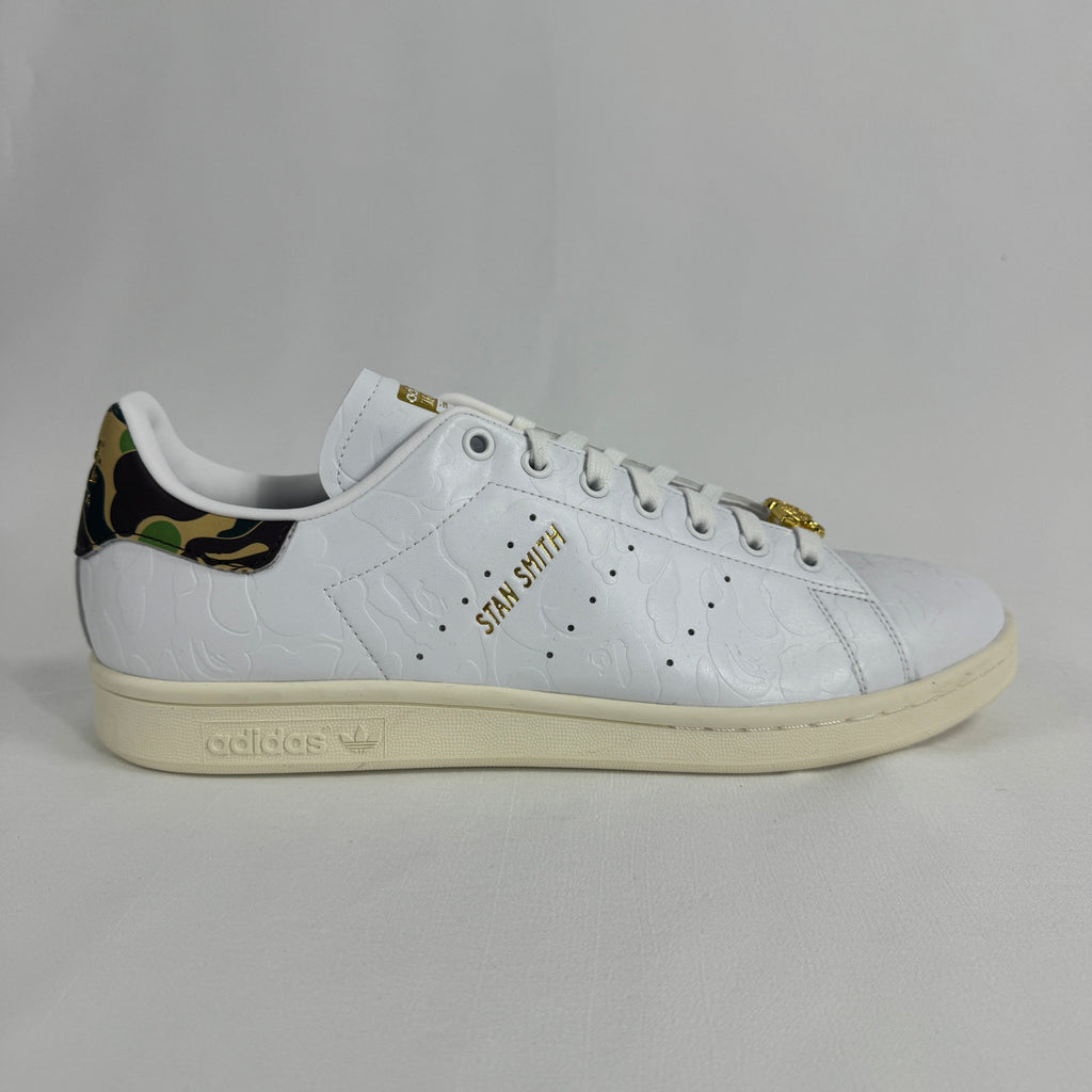 The Adidas x Bape Stan Smith is a collaborative sneaker that blends the classic Stan Smith silhouette with BAPE's signature