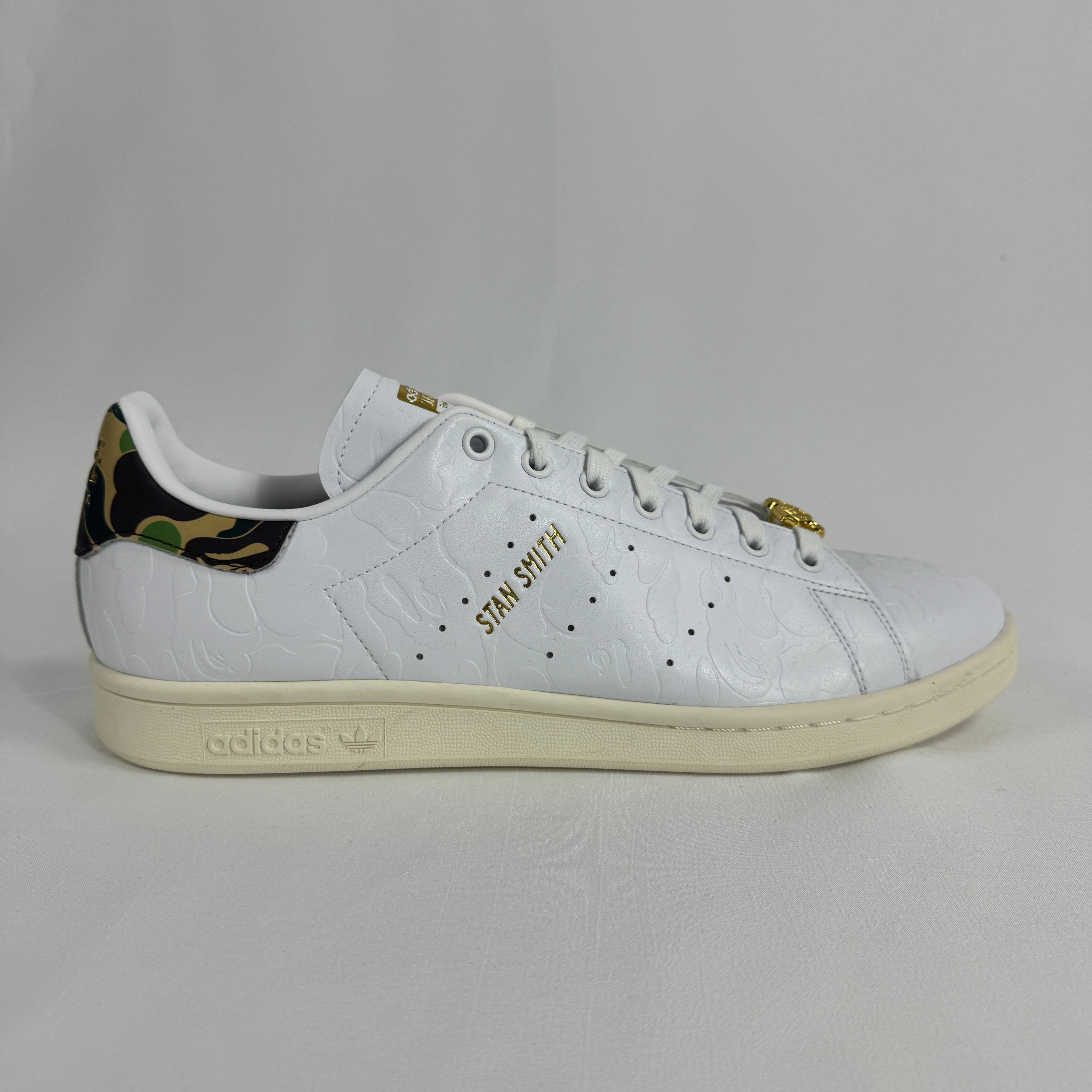 The Adidas x Bape Stan Smith is a collaborative sneaker that blends the classic Stan Smith silhouette with BAPE's signature