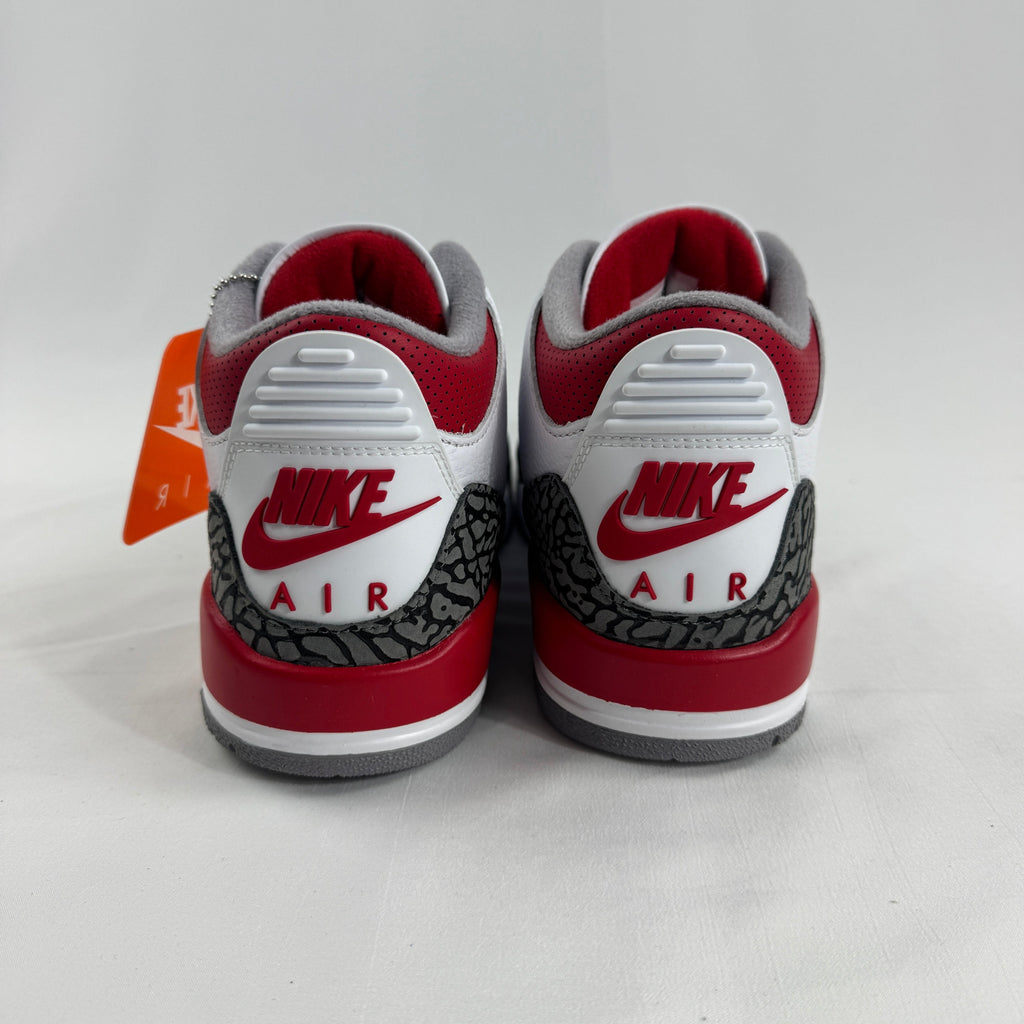 The Air Jordan 3 Retro Cement Grey combines the iconic Air Jordan 3 silhouette with a clean white leather upper, cement grey