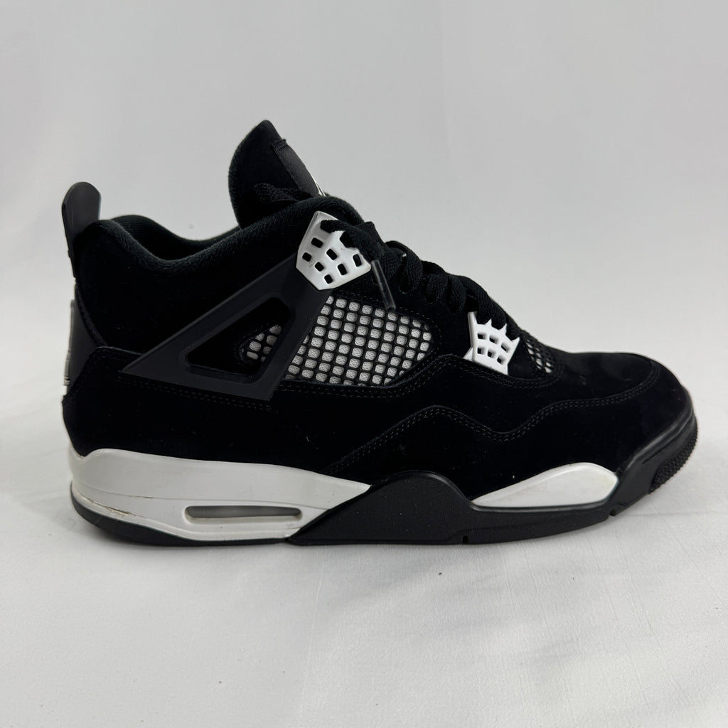 Air Jordan 4 Retro Black/White is a clean, classic version of the Jordan 4 with a black and white leather upper, mesh side