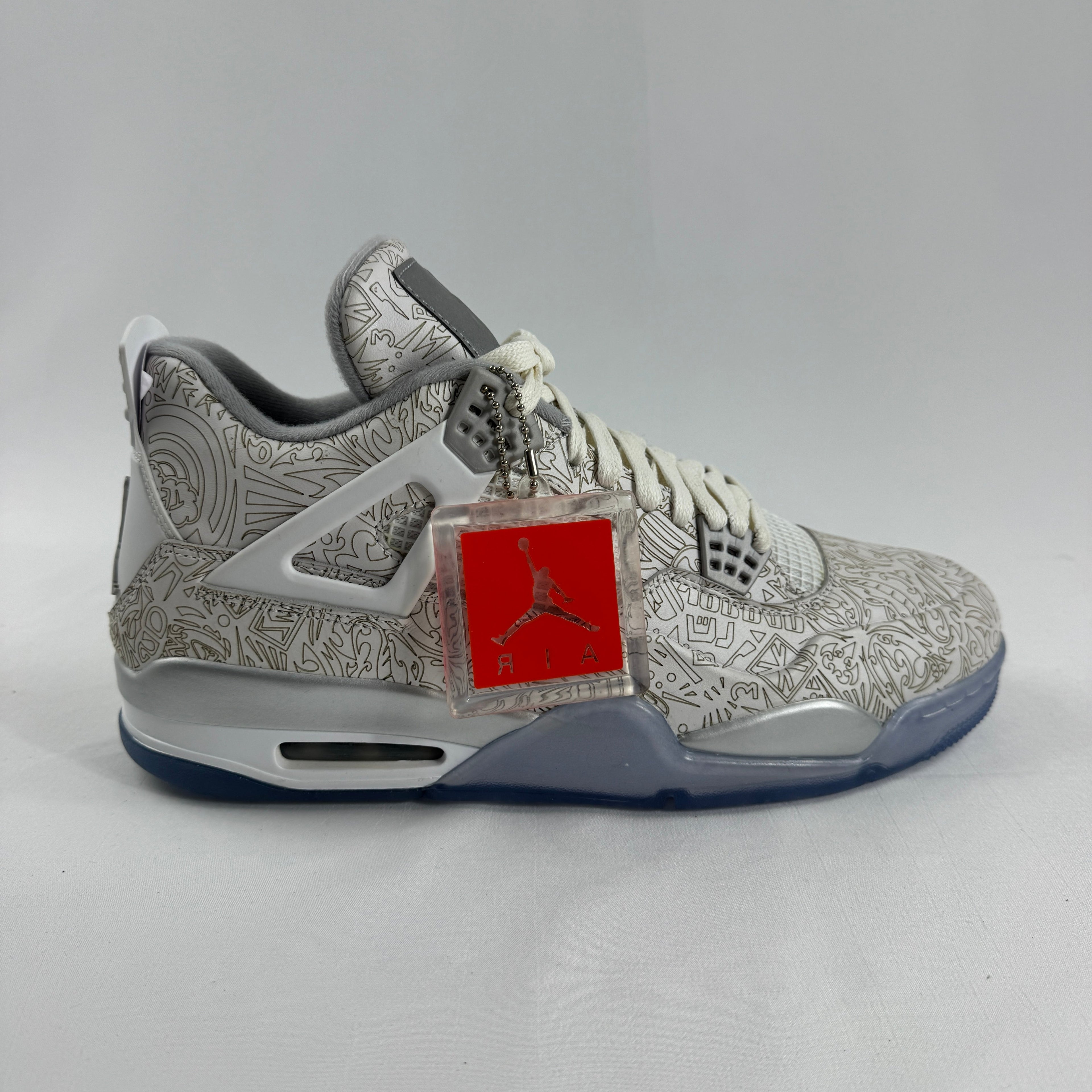 The Air Jordan 4 Retro “Laser” is a special edition of the Jordan 4 that features an all-over laser-etched graphic design
