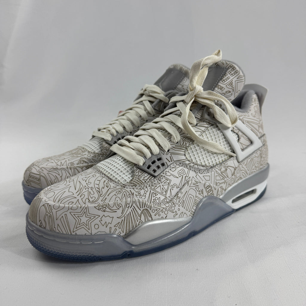 The Air Jordan 4 Retro “Laser” is a special edition of the Jordan 4 that features an all-over laser-etched graphic design