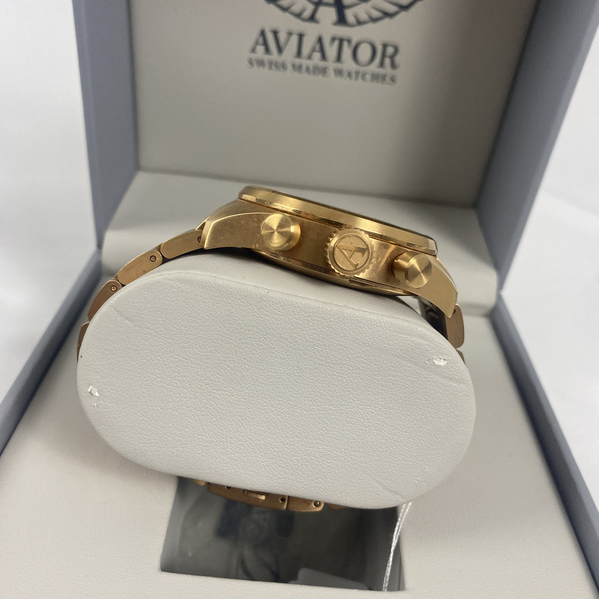 Aviator Airacobra P45 Chrono 45mm Rose Gold Cream Dial Men's Watch