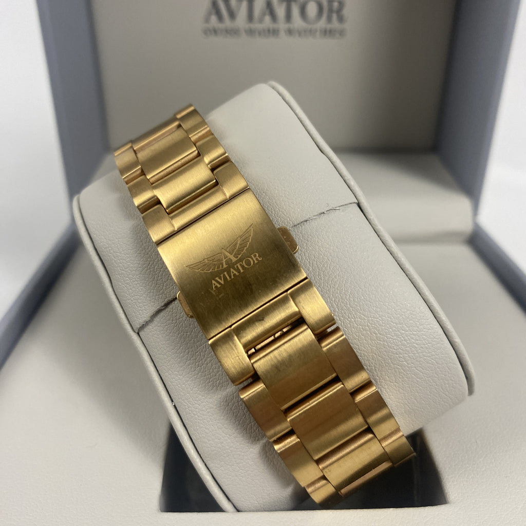 Aviator Airacobra P45 Chrono 45mm Rose Gold Cream Dial Men's Watch