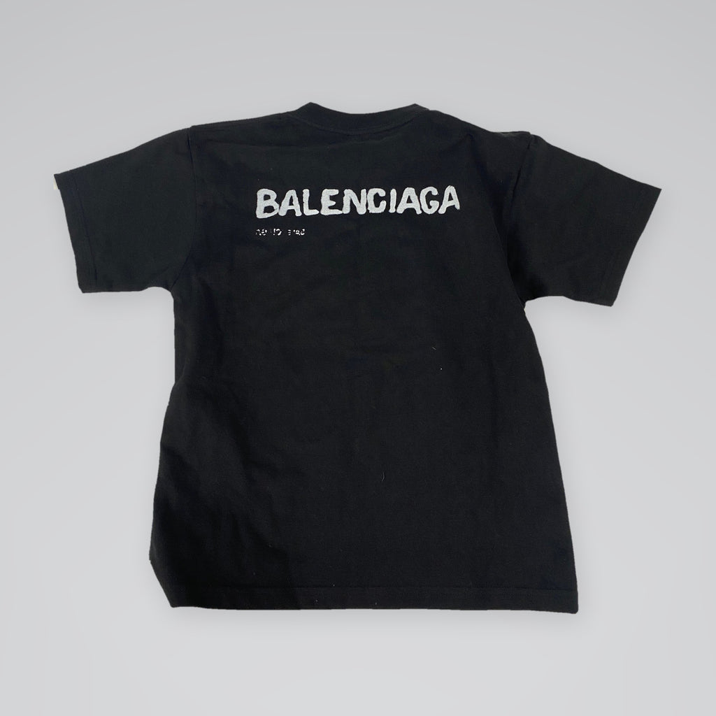 Balenciaga Kids Hand Drawn Logo T-Shirt Black