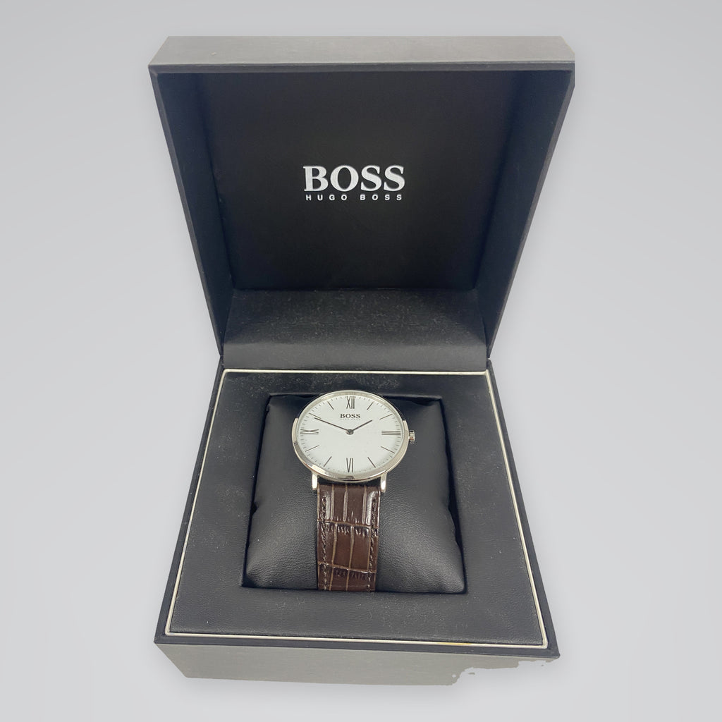 BOSS Jackson 40mm White Dial Brown Leather Men's Watch