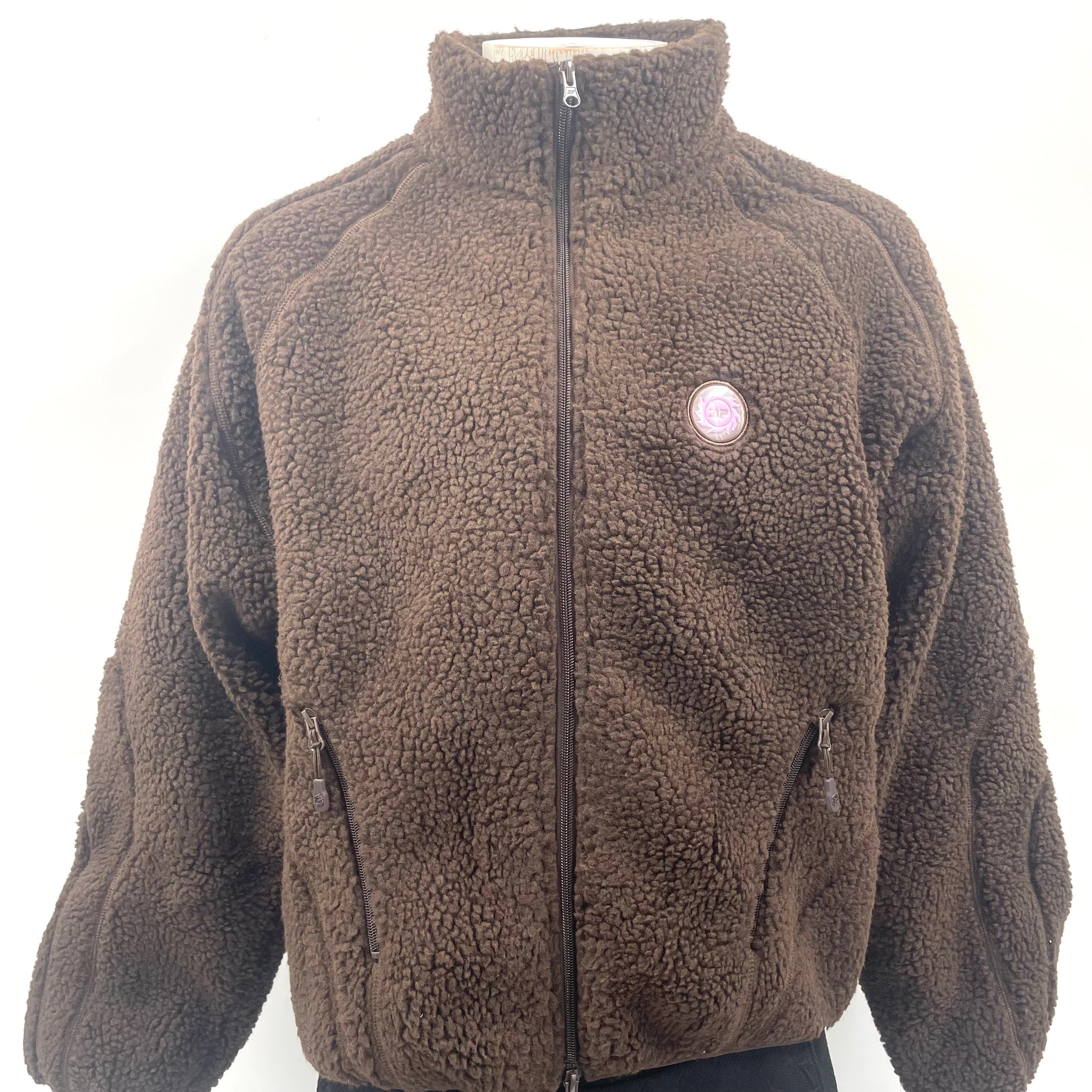 Broken Planet Zip-Up Polar Fleece Jacket In Mocha Brown. Size Large