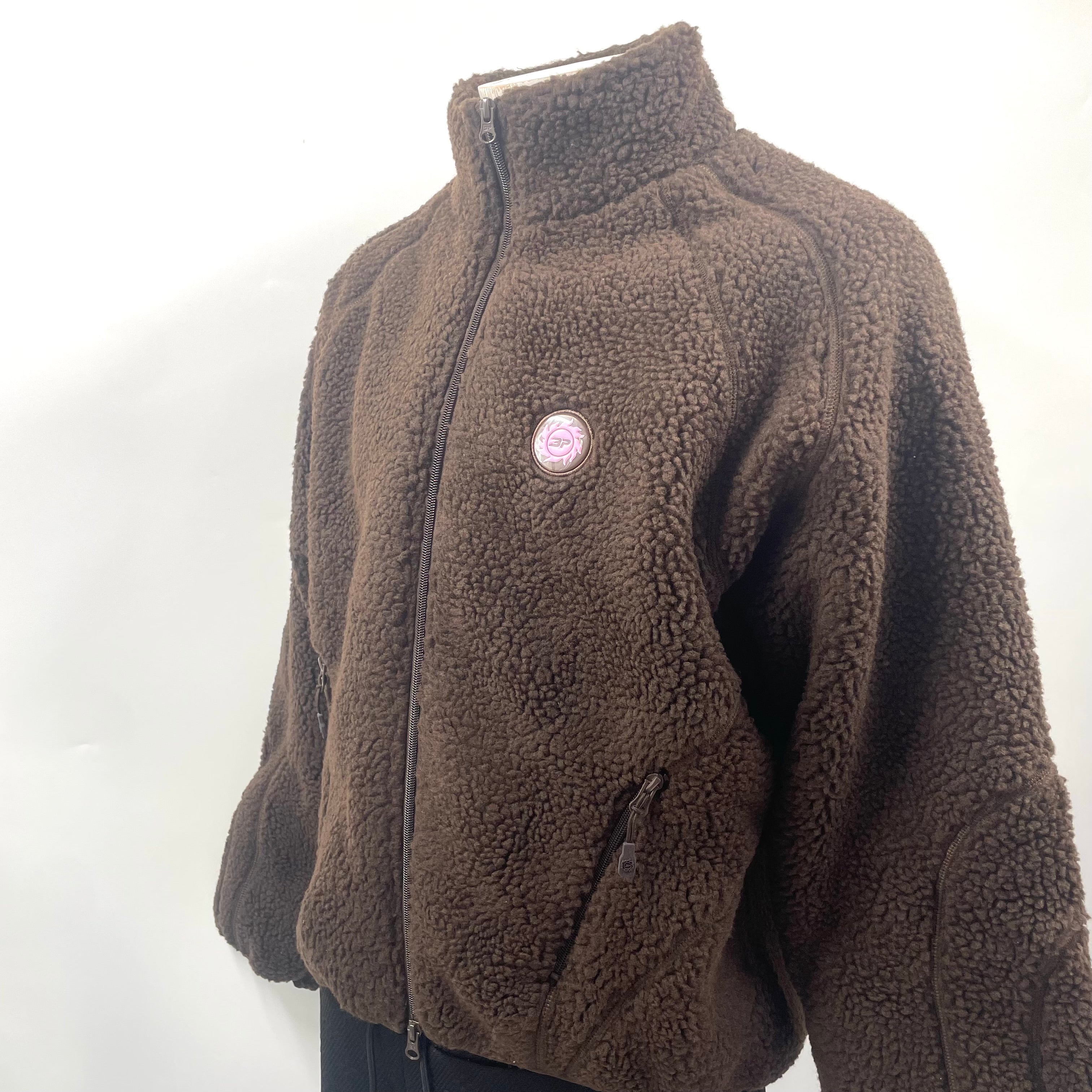 Broken Planet Zip-Up Polar Fleece Jacket In Mocha Brown. Size Large