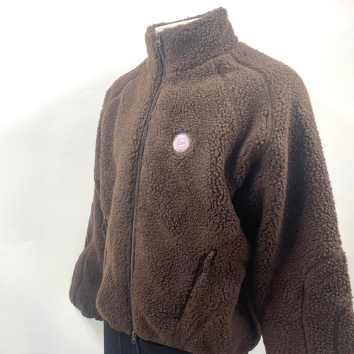 Broken Planet Zip-Up Polar Fleece Jacket In Mocha Brown. Size Large