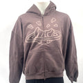 Broken Planet Zip-up Hoodie in Chocolate Brown, in size large.