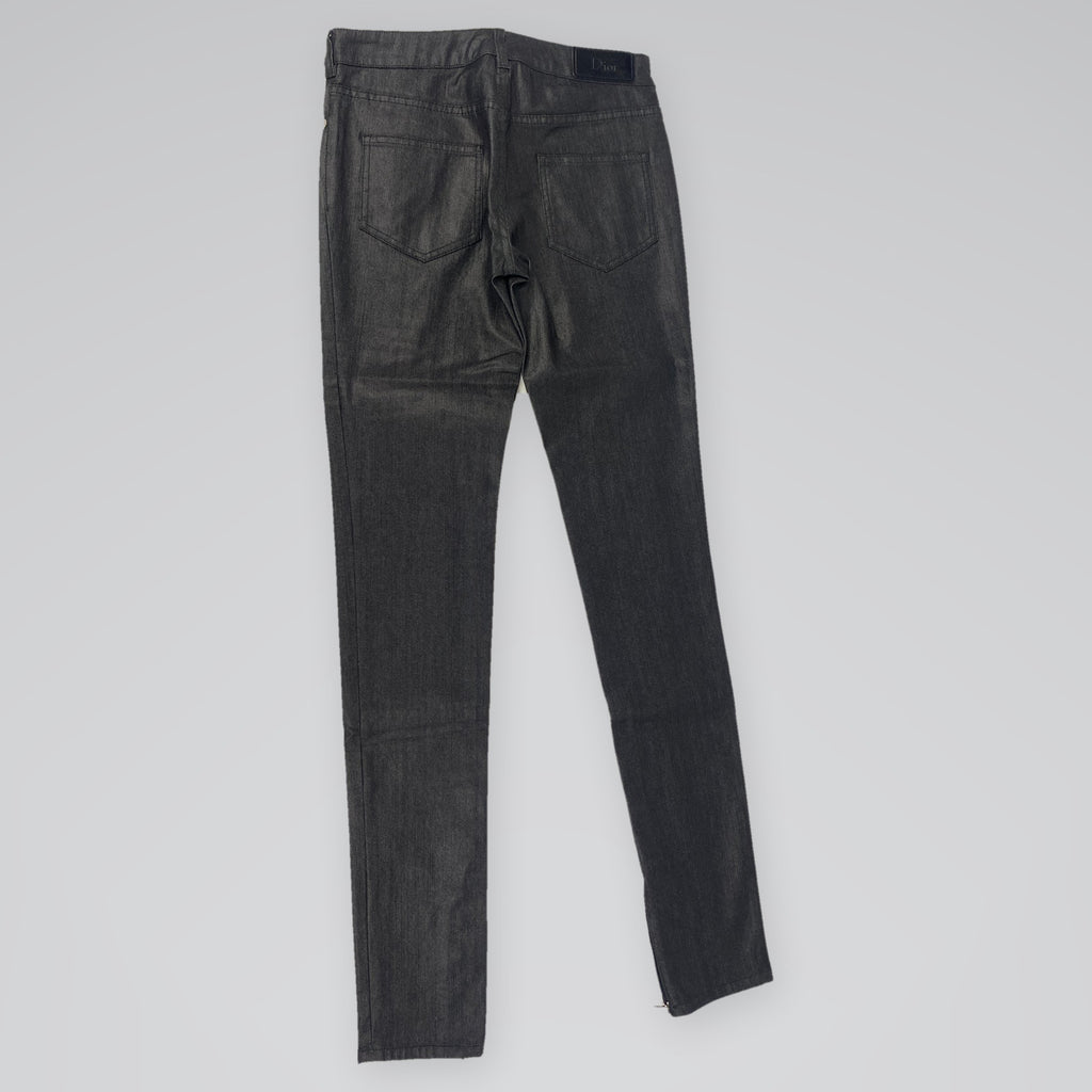 Christian Dior Coated Skinny Jeans Ankle Zip Black