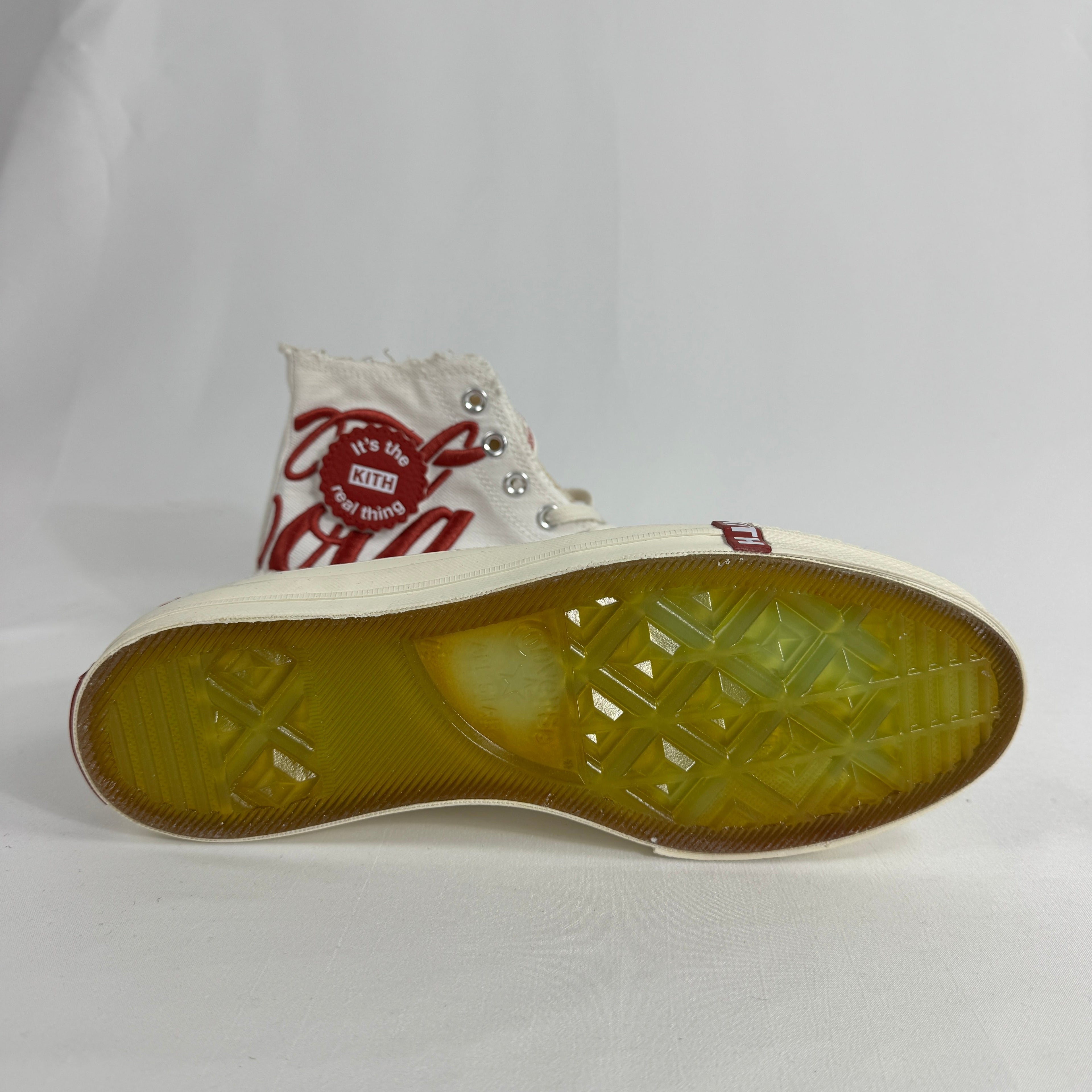The Kith x Coca-Cola x Converse High Tops are a limited-edition collaboration that combines classic Converse styling with