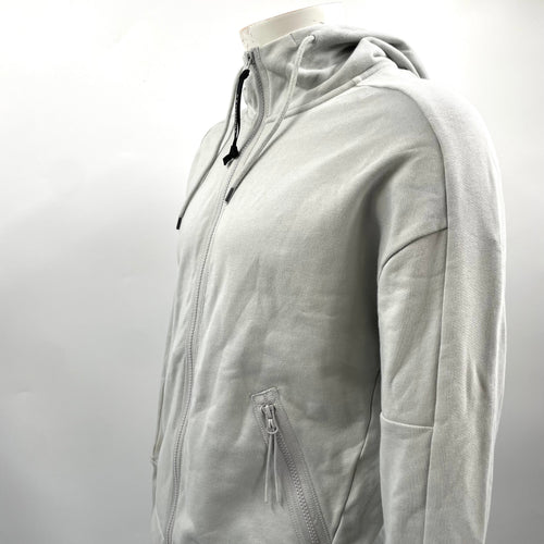 CP Company Hooded Zipup Grey crafted from premium fabric, featuring a full zip closure, adjustable hood, signature C.P.