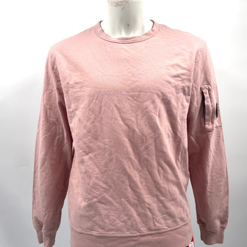CP Company Pink Crewneck crafted from premium cotton, featuring a classic crew neck design, signature C.P. Company