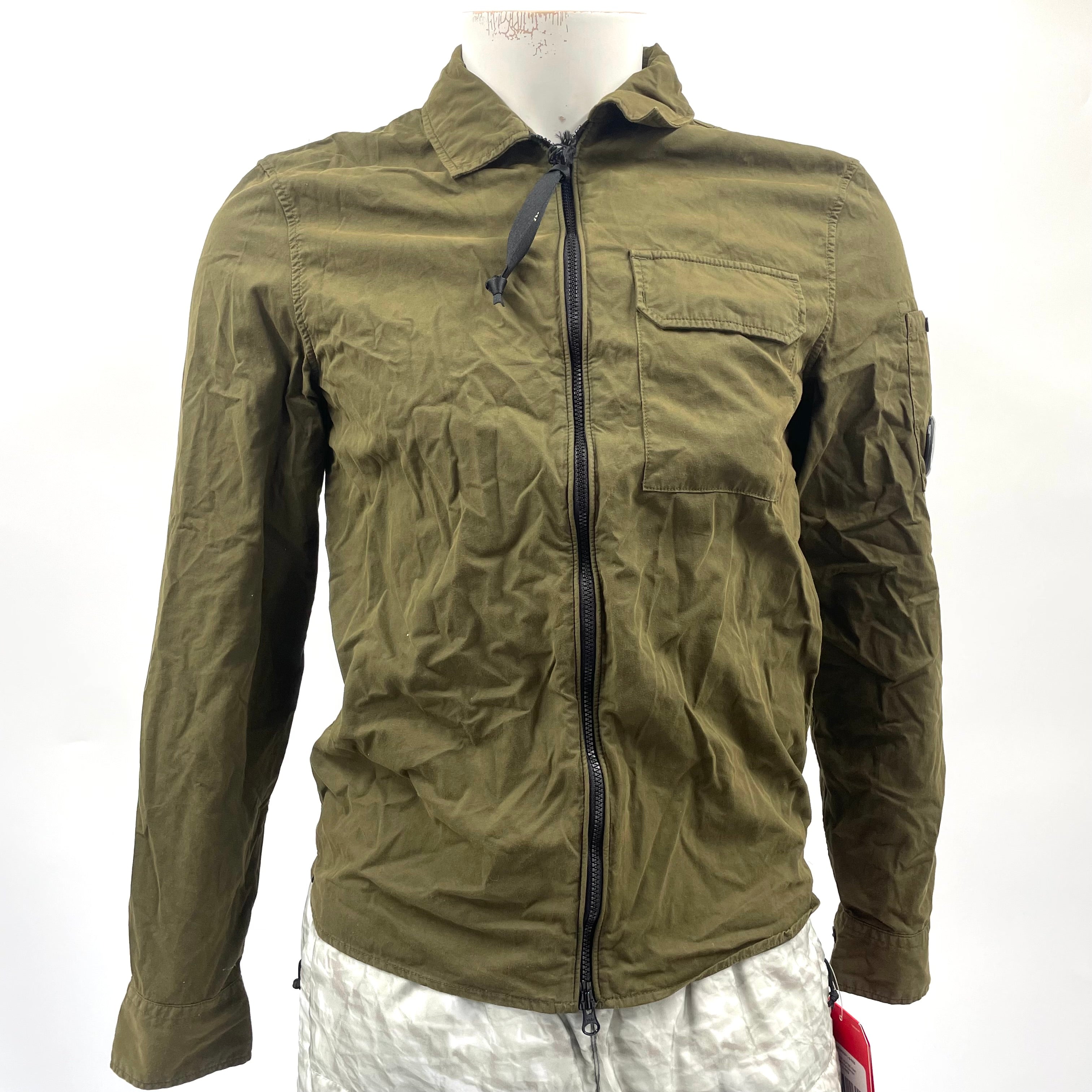 CP Company Zip Overshirt Ivy Green crafted from premium fabric, featuring a full zip closure, signature C.P. Company