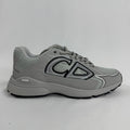 The Dior B30 Grey is a luxury sneaker featuring a technical mesh and microfiber upper in grey tones, with reflective