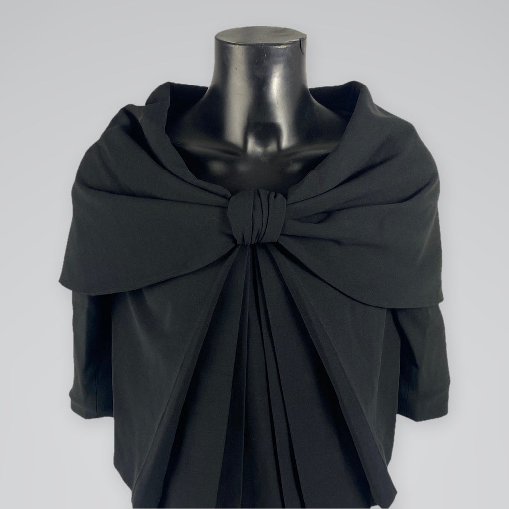Giambattista Valli Draped Bow Wool Silk Jacket Black