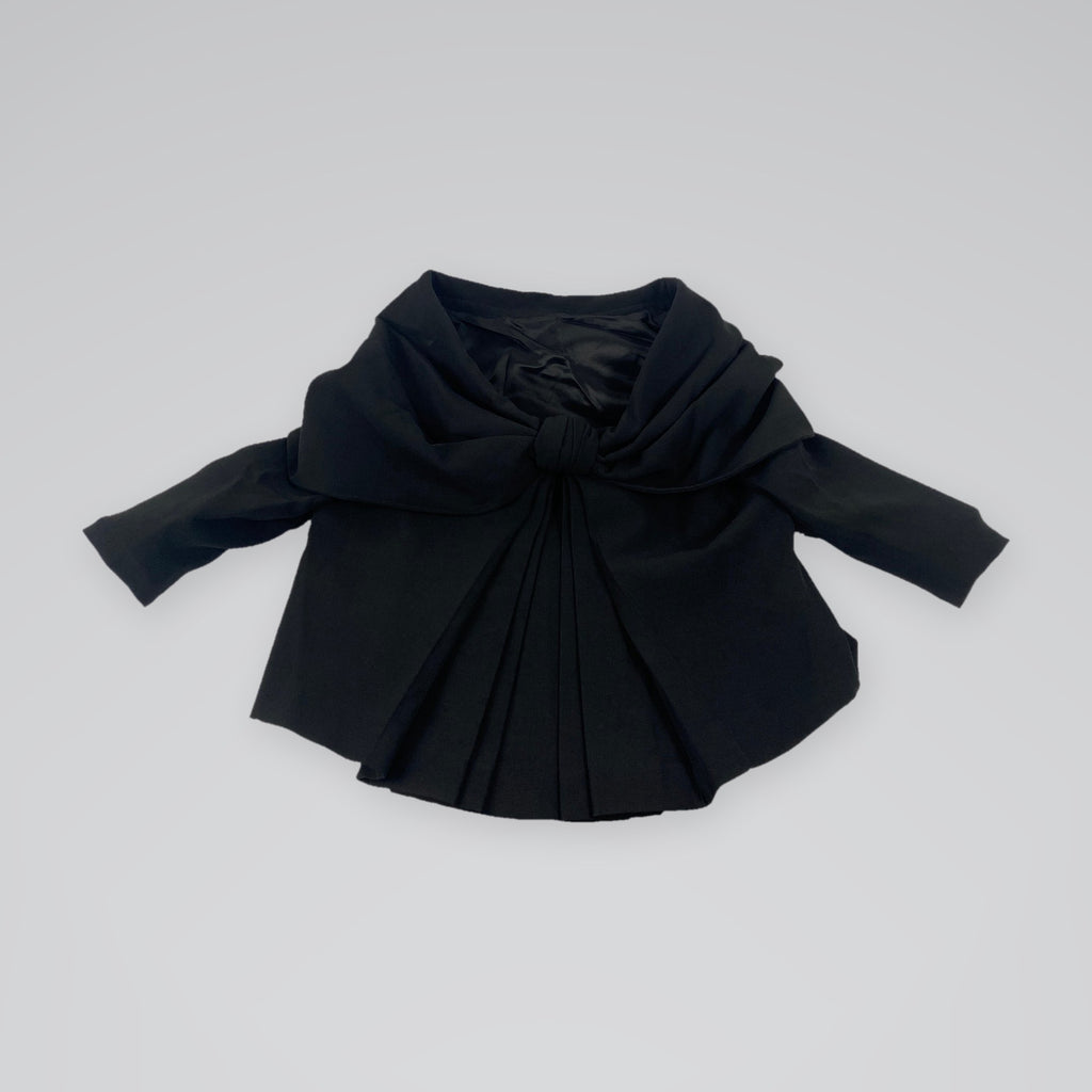 Giambattista Valli Draped Bow Wool Silk Jacket Black