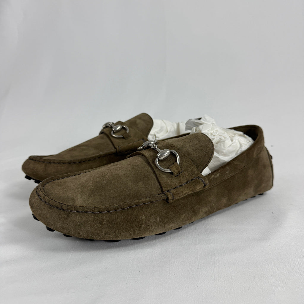 The Gucci Byron Driver Suede Loafers combine classic Italian craftsmanship with relaxed sophistication. Crafted from soft